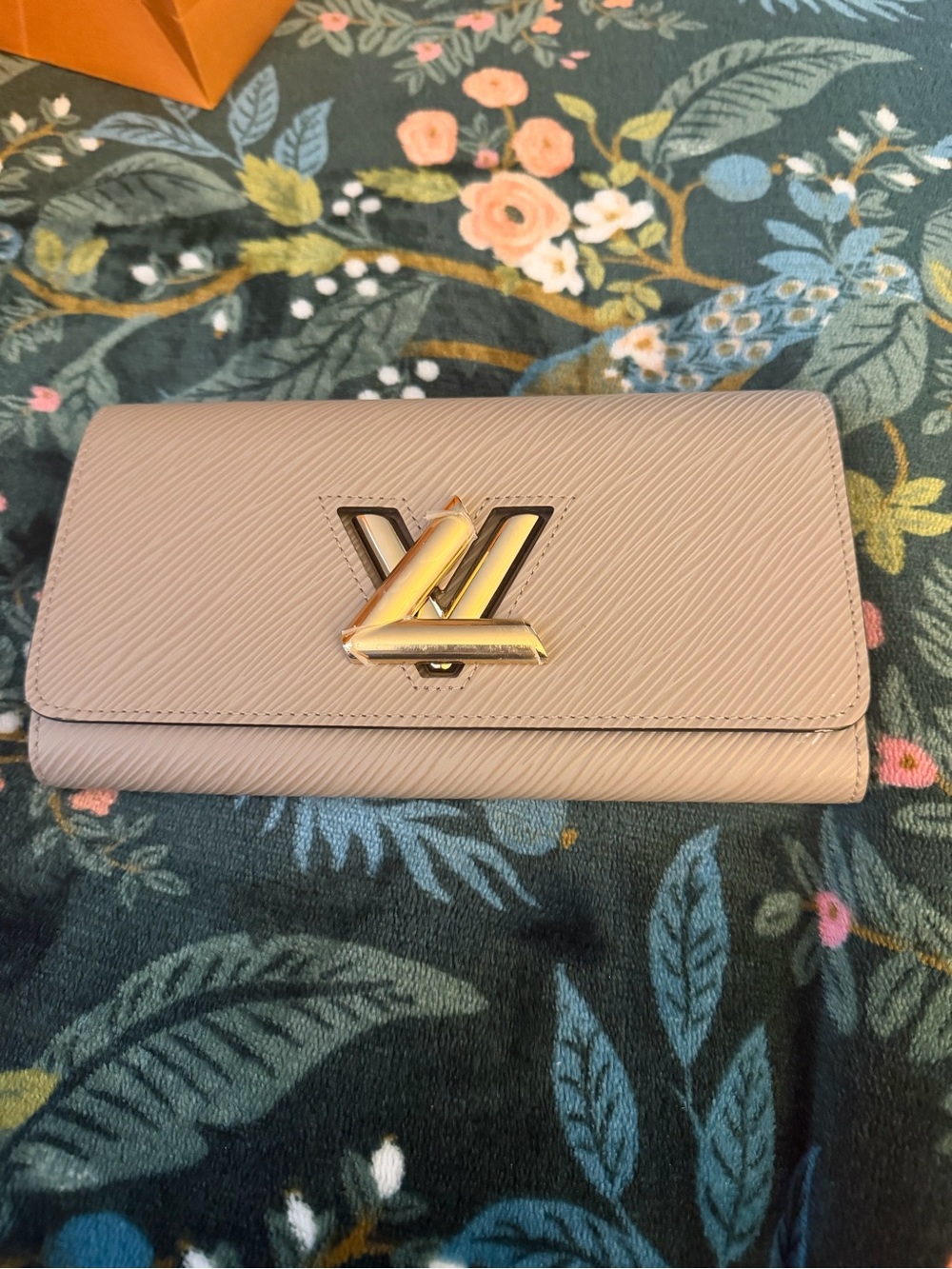 Louis Vuitton Taupe Epi Leather Twist Wallet with Gold LV Emblem